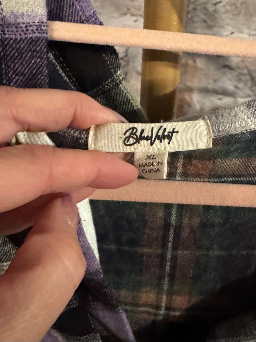 Blue Velvet - Plaid Block Hoodie - Purple Plaid - XL - NWOT - Picture 2 of 11